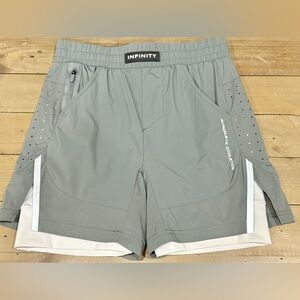Alphalete Infinity Men’s Light Gray Athletic Shorts with White bikers inside